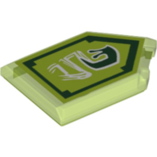 Tile, Modified 2 x 3 Pentagonal with Nexo Power Shield Pattern - Slime Slugs