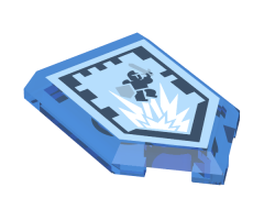 Tile, Modified 2 x 3 Pentagonal with Nexo Power Shield Pattern - Jumperman