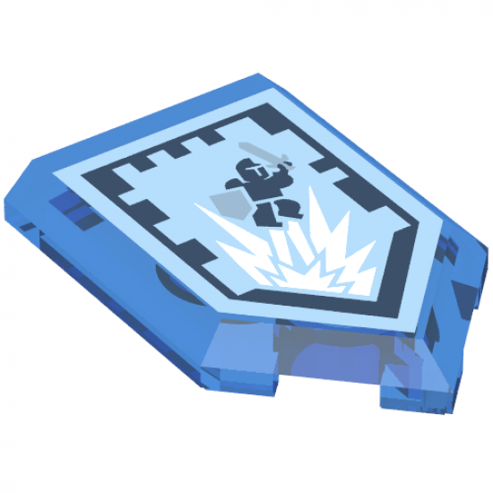 Tile, Modified 2 x 3 Pentagonal with Nexo Power Shield Pattern - Jumperman