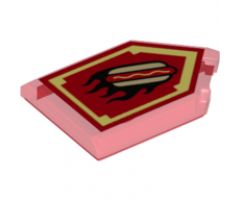Tile, Modified 2 x 3 Pentagonal with Nexo Power Shield Pattern - Burnt Hot Dog