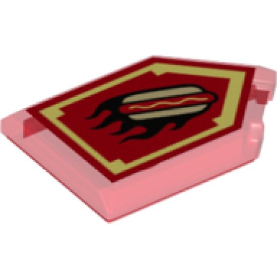 Tile, Modified 2 x 3 Pentagonal with Nexo Power Shield Pattern - Burnt Hot Dog