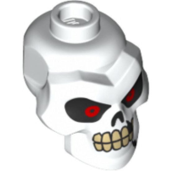 Minifigure, Head, Modified Skull with Red Eyes, Cracks and Missing Tooth Pattern