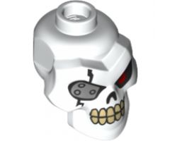 Minifigure, Head, Modified Skull with Red Left Eye and Silver Eyepatch Pattern