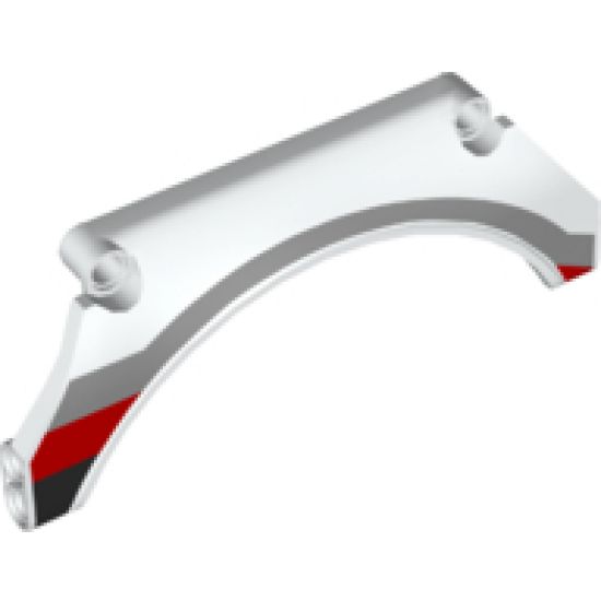 Technic, Panel Car Mudguard Arched 13 x 2 x 5 with Black, Red and Gray Stripes Pattern Model Front Left Side