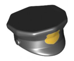 Minifigure, Headgear Hat, Police with Gold Badge (printed) Pattern