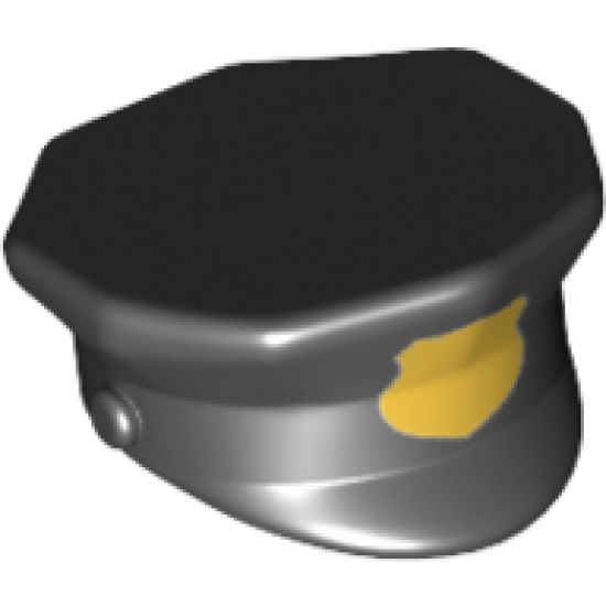 Minifigure, Headgear Hat, Police with Gold Badge (printed) Pattern