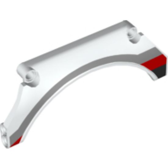 Technic, Panel Car Mudguard Arched 13 x 2 x 5 with Black, Red and Gray Stripes Pattern Model Front Right Side