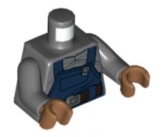 Torso Overalls Dark Blue Rumpled with Reddish Brown Belt Pattern (SW Ugnaught) / Dark Bluish Gray Arms / Medium Nougat Hands