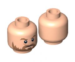 Minifigure, Head Beard Brown, Bushy Eyebrows, White Pupils, Stern Pattern - Hollow Stud