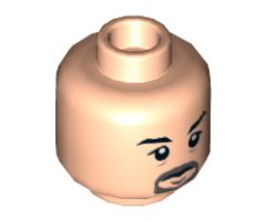 Minifigure, Head Dual Sided Goatee, Black Eyebrows, Bags under Eyes, Closed Mouth / Open Mouth with Teeth Pattern - Hollow Stud