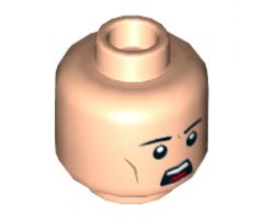 Minifigure, Head Male Black Eyebrows, White Pupils, Chin Dimple, Open Mouth Scowl Pattern - Hollow Stud