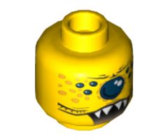 Minifigure, Head Alien with Single Eye, Spots, and Jagged Teeth Pattern - Blocked Open Stud
