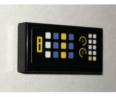 Tile 1 x 2 with Batcomputer Control Console Yellow, Blue and White Square Buttons / Lights Pattern (Sticker) - Set 70909