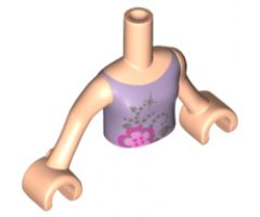 Mini Doll, Torso Friends Girl Lavender Top with Flower Pattern, Light Nougat Arms with Hands