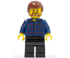 Plaid Button Shirt, Black Legs, Reddish Brown Male Hair, Reddish Brown Beard and Eyebrows