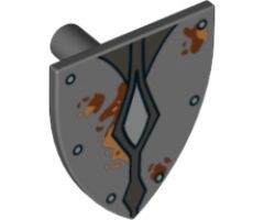 Minifigure, Shield Triangular with Silver Studs and Diamonds and Mud Spots Pattern