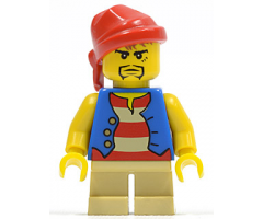 Pirate Blue Vest, Tan Short Legs, Red Bandana, Black Beard