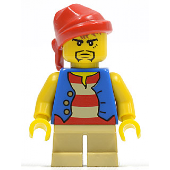Pirate Blue Vest, Tan Short Legs, Red Bandana, Black Beard