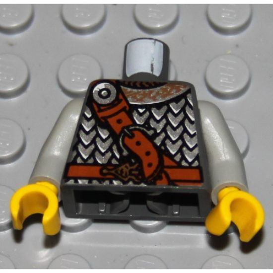 Torso Viking Scale Mail and Diagonal Leather Belt Pattern / Light Bluish Gray Arms / Yellow Hands