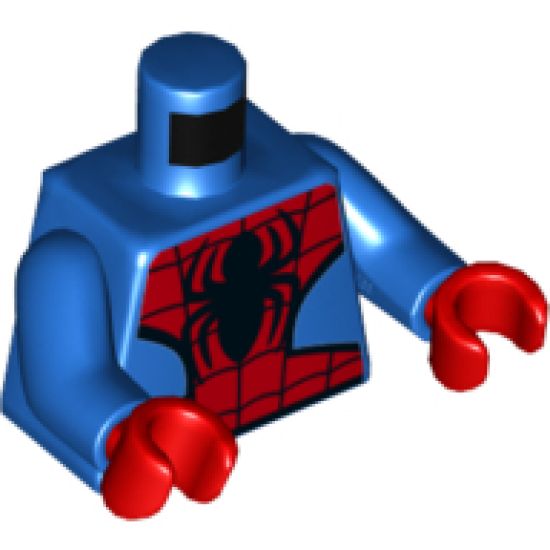Torso Spider-Man Costume 6 Black Webs and Large Spiders Pattern / Blue Arms / Red Hands