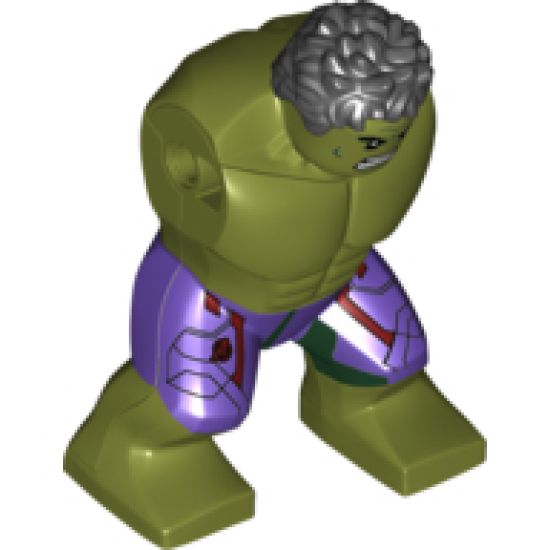 Body Giant, Hulk with Messy Hair and Dark Purple Pants Pattern