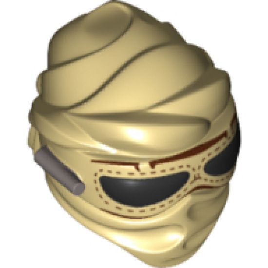 Minifigure, Headgear Layered Fabric Mask with Goggles with Black Lenses and Silver Bar Pattern