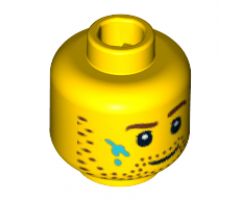 Minifigure, Head Beard Stubble, Brown Eyebrows and Paint Stains Pattern - Blocked Open Stud