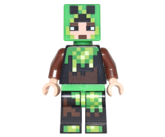 Minecraft Skin 6 - Pixelated, Bright Green and Dark Brown Creeper Costume