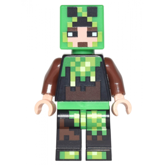 Minecraft Skin 6 - Pixelated, Bright Green and Dark Brown Creeper Costume