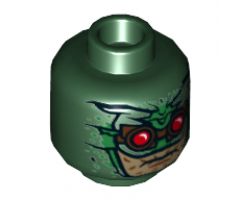 Minifigure, Head Alien Helmet, Green Details, Brown Goggles with Red Lenses, Light Nougat Lower Face Pattern - Hollow Stud