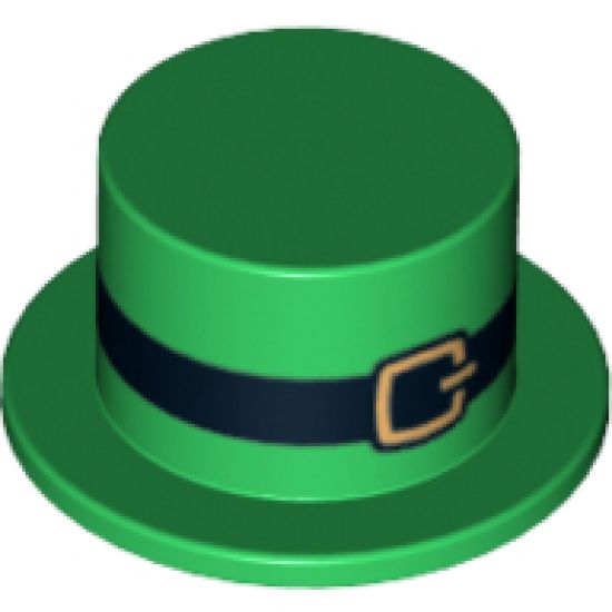 Minifigure, Headgear Hat, Top Hat with Black Belt and Gold Buckle Pattern