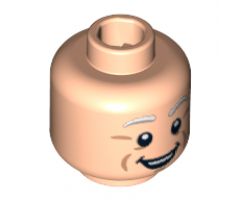 Minifigure, Head Dual Sided Light Gray Eyebrows, White Pupils, Open Mouth, Cheek Lines, Smile / Open Mouth Scared Pattern - Hollow Stud