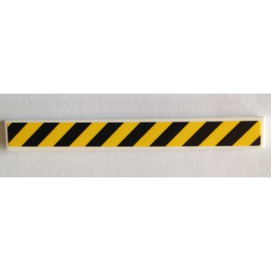 Tile 1 x 8 with Black and Yellow Danger Stripes Pattern (Sticker) - Set 40170