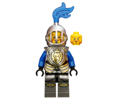 Castle - King's Knight Armor with Lion Head with Crown, Helmet with Fixed Grille, Blue Plume