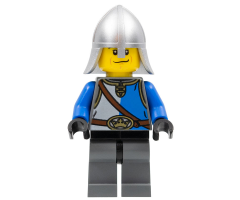 Castle - King's Knight Blue and White with Chest Strap and Crown Belt, Helmet with Neck Protector, Scared Face