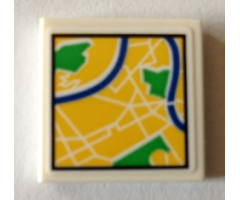 Tile 2 x 2 with Map City Street View Pattern (Sticker) - Set 40170