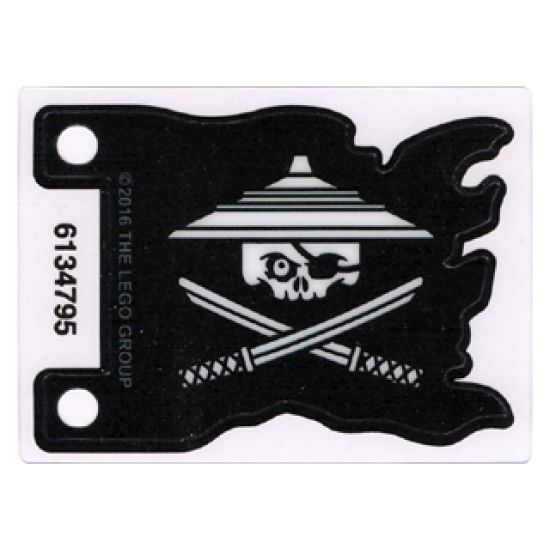 Plastic Flag 7 x 5 with White Ninjago Pirate on Black Background Pattern