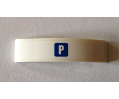 Slope, Curved 4 x 1 Double with White 'P' in Blue Square Pattern (Sticker) - Set 40170