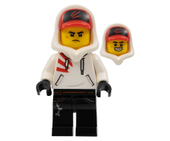 Jack Davids - White Hoodie with Cap and Hood (Large Smile / Grumpy)