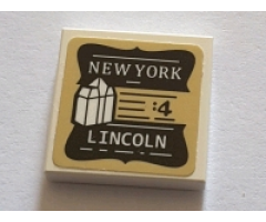 Tile 2 x 2 with White 'NEW YORK LINCOLN' on Black Background Pattern (Sticker) - Set 75827