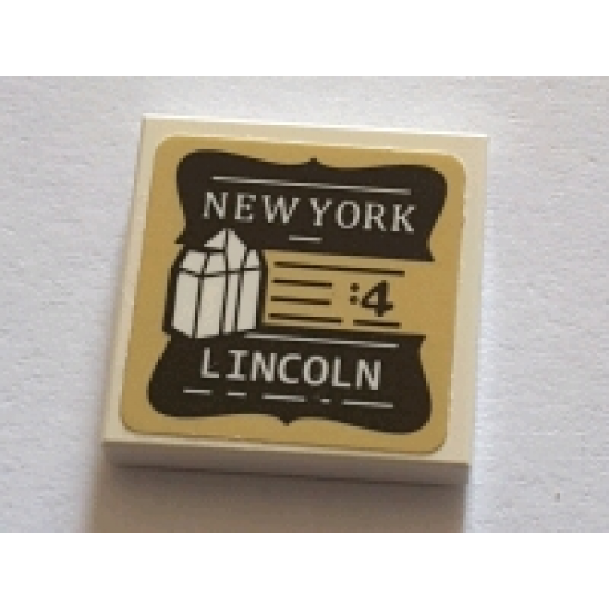 Tile 2 x 2 with White 'NEW YORK LINCOLN' on Black Background Pattern (Sticker) - Set 75827