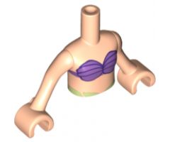 Mini Doll, Torso Friends Girl Dark Purple Bikini Shell Bra Top Pattern, Light Nougat Arms with Hands (Disney Princess Ariel)