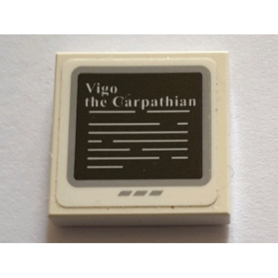 Tile 2 x 2 with White 'Vigo the Carpathian' on Black Computer Screen Pattern (Sticker) - Set 75827