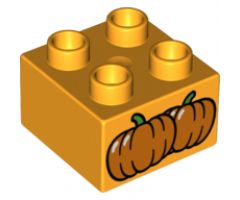Duplo, Brick 2 x 2 with 2 Pumpkins Pattern