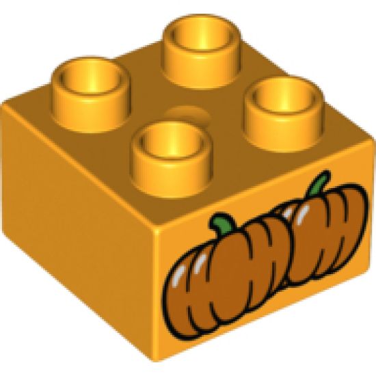 Duplo, Brick 2 x 2 with 2 Pumpkins Pattern