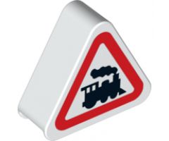 Duplo, Brick 1 x 3 x 2 Triangle Road Sign with Steam Engine Pattern