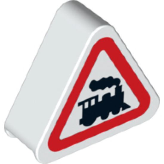 Duplo, Brick 1 x 3 x 2 Triangle Road Sign with Steam Engine Pattern