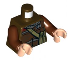 Torso SW Jacket with Dark Bluish Gray Scarf and Dark Tan Pocket Device Pattern (Rebel Trooper) / Reddish Brown Arms / Light Nougat Hands