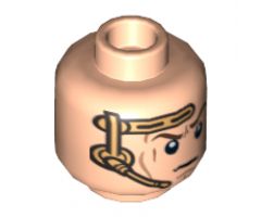 Minifigure, Head Dual Sided Gold Headset, Smile / Determined Pattern (SW Anakin) - Hollow Stud
