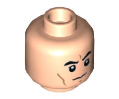 Minifigure, Head Black Eyebrows, Cheek Lines, White Pupils, Frown Pattern - Hollow Stud